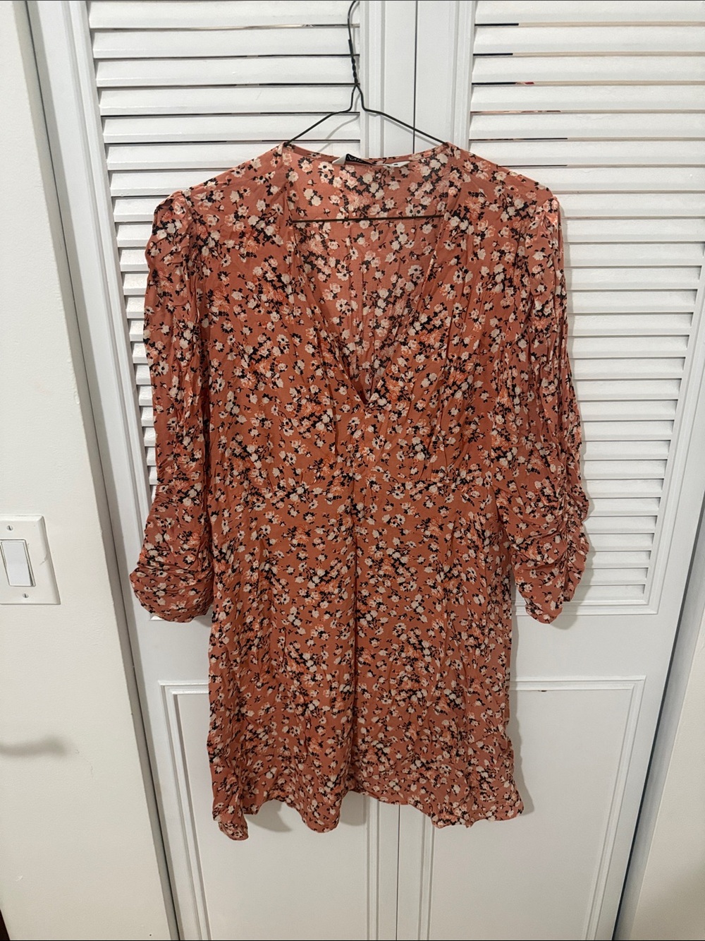 ZARA Pink Mini Dress with White Floral Print
